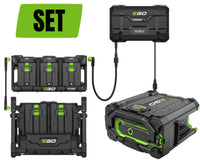 EGO PGX1602E-H Akku, Ladegerät, Powerbank & Ladeverteiler KIT