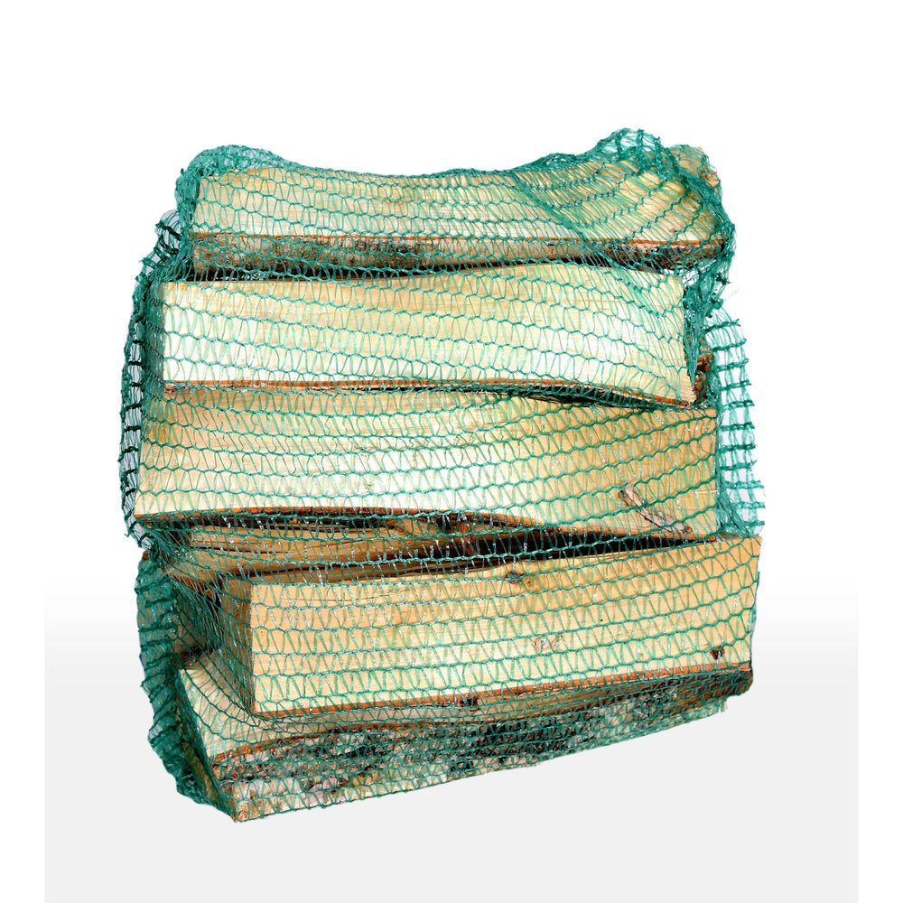 Kaminholz Laubholz-Mix 25 cm Scheitlänge,  im Netzsack  12,5 dm³, kammergetrocknet & sofort brennbereit.