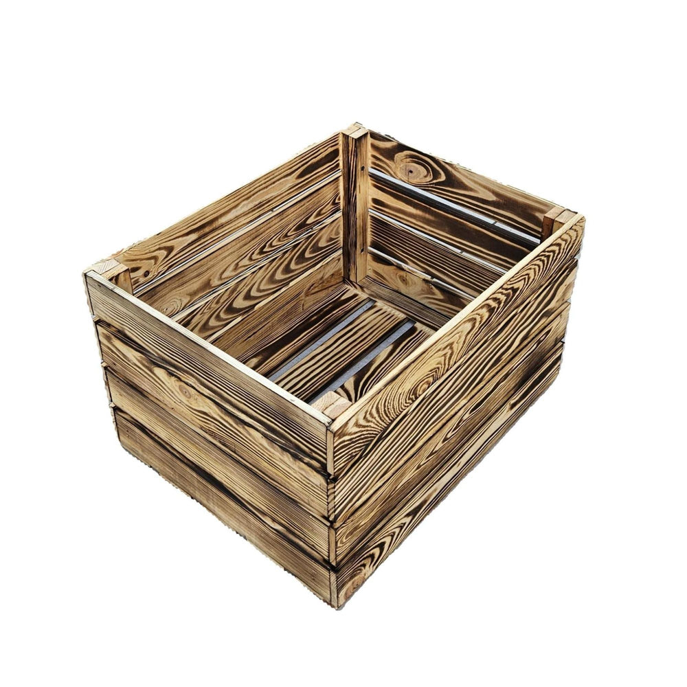 7-er Set Vintage Holzkisten Geflammt – 50x40x30 cm & 40x30x25 cm – Weinkisten & Obstkisten im Used-Look – Dekokisten & Regale – Holzboxen als Möbel & Aufbewahrung – Rustikale Deko