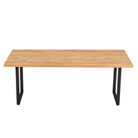 Massivholztisch Eiche – Esszimmertisch mit 4 cm, in 140-240 cm Länge Tischplatte, mit Baumkante und gerade Kante & U-Geste...