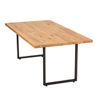 Massivholztisch Eiche – Esszimmertisch mit 4 cm, in 140-240 cm Länge Tischplatte, mit Baumkante und gerade Kante & U-Geste...