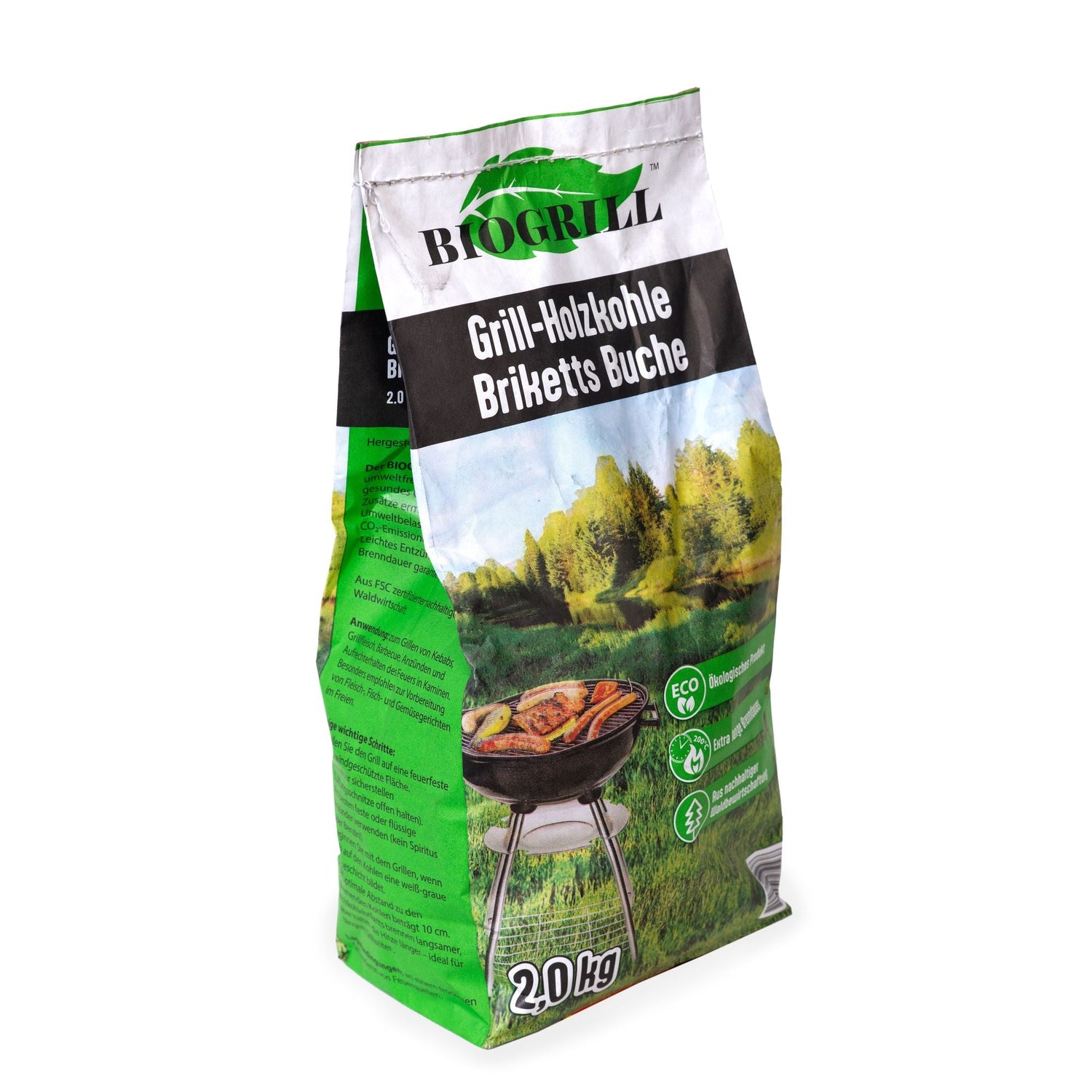 BIOGRILL® Grill-Holzkohle Briketts Buche 2 Kg - K6ee1a Z0