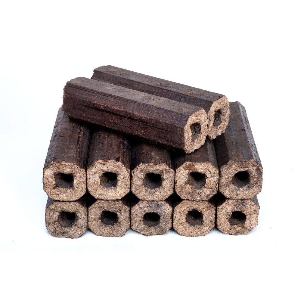 Holzbriketts PiniKay aus Eiche, 8 eck. Form, 10 Kg Packung