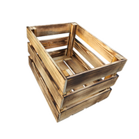 Vintage Holzkisten Geflammt – 40x30x25 cm – Weinkisten & Obstkisten im Used-Look – Dekokisten & Regale – Holzboxen als Möbel & Aufbewahrung – Rustikale Deko