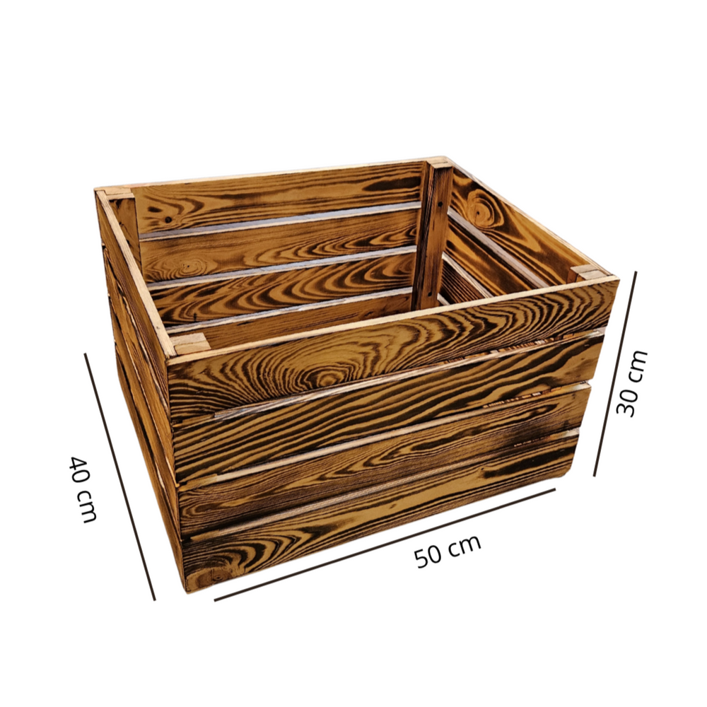 5- er Set  Vintage Holzkisten Geflammt – 50x40x30 cm & 40x30x25 cm – Weinkisten & Obstkisten im Used-Look – Dekokisten & Regale – Holzboxen als Möbel & Aufbewahrung – Rustikale Deko