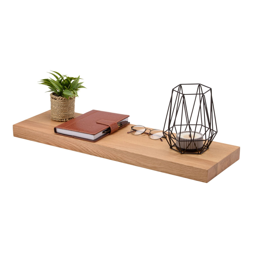 Wandregal Eiche massiv 4 cm Stärke mit Baumkante und gerade Kante – 22cm Tief – in 40-120 cm Länge – schwebendes Regal mit...