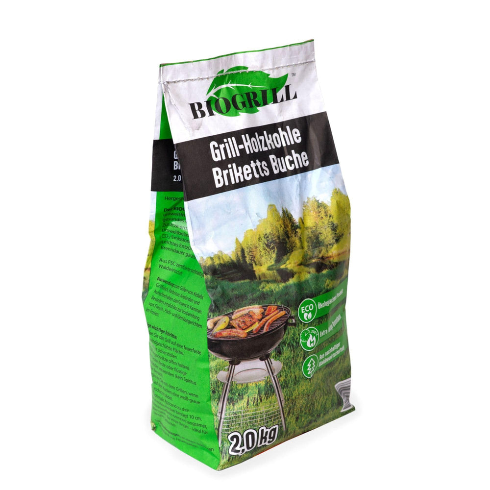 Set Grillkohle – 2,5 kg Holzgrillkohle + 2 kg Buchen-Holzkohlebriketts – Premium Naturkohle für Grill & BBQ – Lange Glut, schnelles Anzünden, hohe Hitze – Ideal für Holzkohlegrill & Smoker