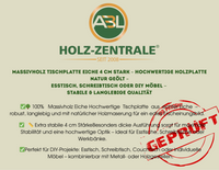 Massivholztisch Eiche  – Esszimmertisch mit 4 cm, in 140-240 cm Länge Tischplatte, mit Baumkante und gerade Kante & U-Gestell aus Metall – moderner Esstisch, Kratzfest & natürlich geölt , handgefertigt