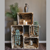 5- er Set  Vintage Holzkisten Geflammt – 50x40x30 cm & 40x30x25 cm – Weinkisten & Obstkisten im Used-Look – Dekokisten & Regale – Holzboxen als Möbel & Aufbewahrung – Rustikale Deko