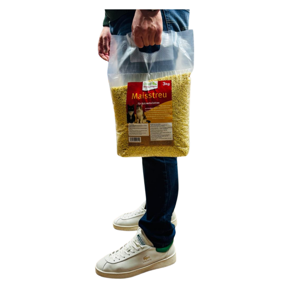 Denny BioAnimals ® Maisstreu Katzenstreu 3 kg/ 8 L– 100 % natürlich & biologisch abbaubar – klumpend, staubfrei & geruchsneutral – nachhaltiges Katzenstreu aus Maisfasern.