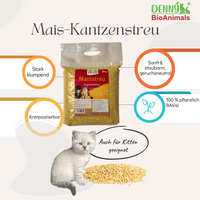 Denny BioAnimals® SET Katzenstreu 18 kg  (9 kg Tofu  + 6 kg Mais + 1 Tüte 3 kg Mais kostenlos)  – natürlich & biologisch abbaubar – saugstark, klumpend, staubfrei & geruchsneutral – nachhaltige Katzenstreu aus Pflanzenfasern.