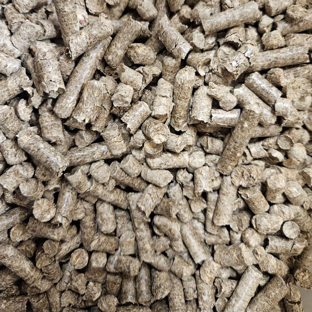 Miscanthus Pellets Einstreu 8 mm 1 Palette 945 kg, 63 Säcke je 15 kg - | 100% Naturprodukt | Staubarme Pferde- & Tierstreu | Hohe Saugkraft & Geruchsbindung | Umweltfreundliche Alternative zu Sägespänen