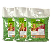 Tofu (Soja) Katzenstreu 9 kg (3 Säcke je 3 kg), 24 L – natürlich & biologisch abbaubar – saugstark, klumpend, staubfrei & geruchsneutral – nachhaltige Katzenstreu aus Pflanzenfasern.