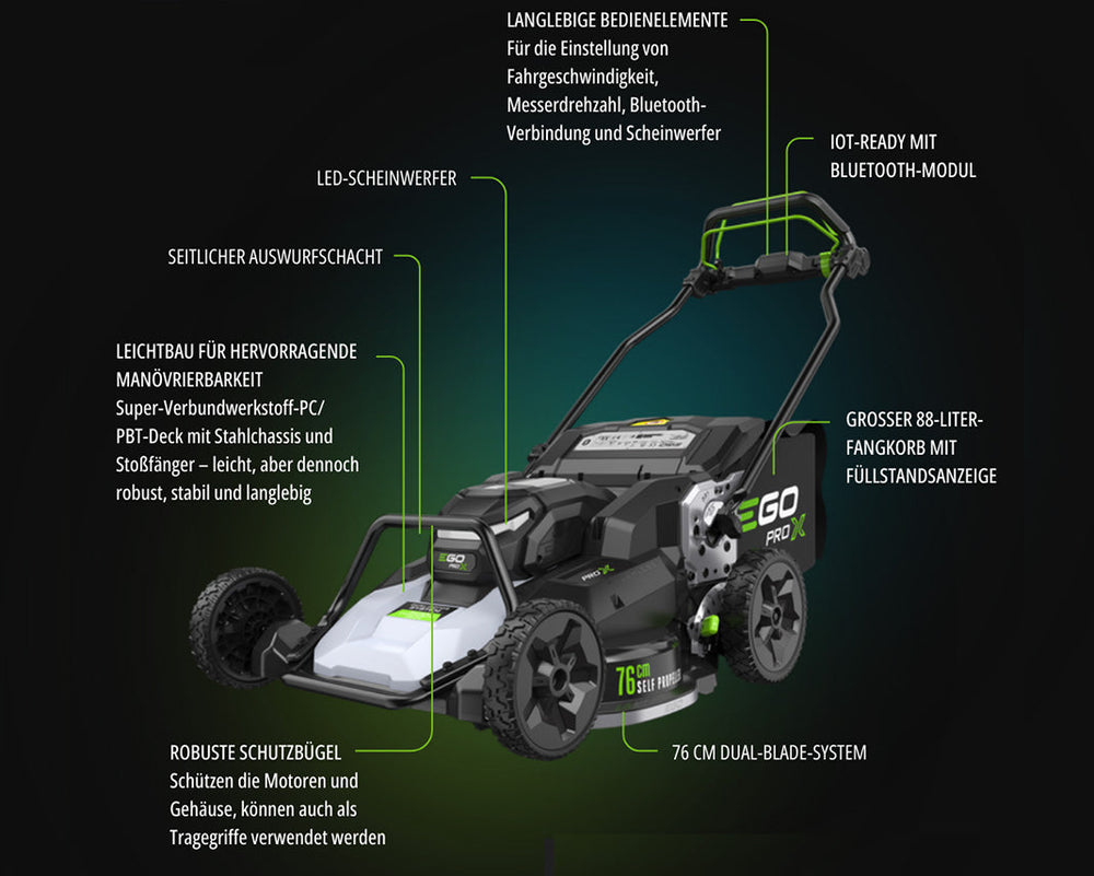 EGO LMX7600-SP Rasenmäher 76cm mit Radantrieb für Profis
