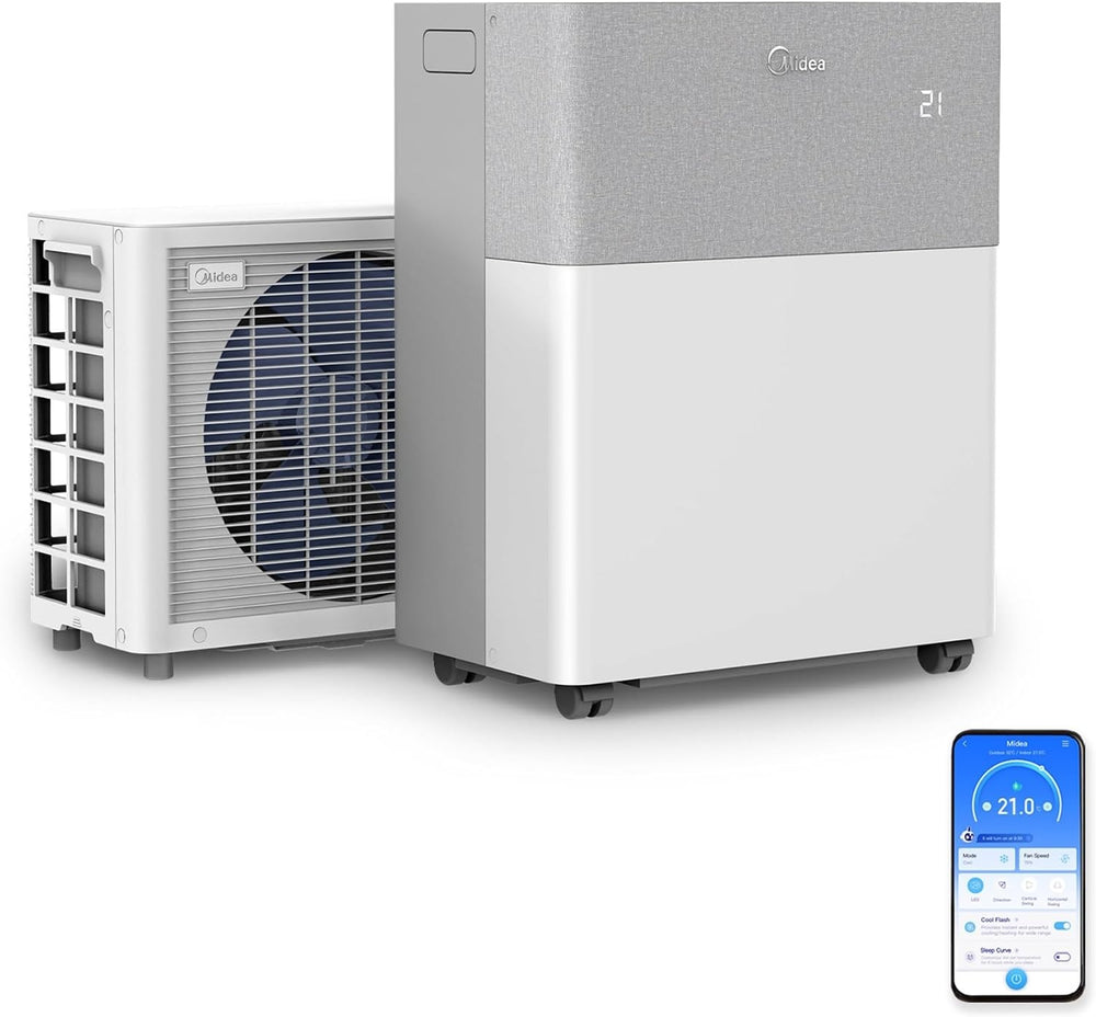 Midea PortaSplit mobile Split-Klimaanlage mit Wärmepumpe, 12000 BTU, 3.5 kW, Weiß