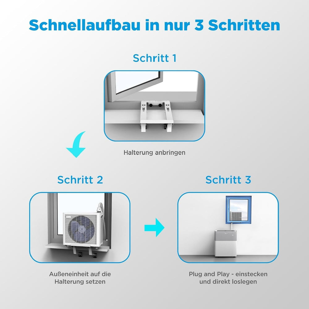 Midea PortaSplit mobile Split-Klimaanlage mit Wärmepumpe, 12000 BTU, 3.5 kW, Weiß
