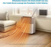 Midea PortaSplit mobile Split-Klimaanlage mit Wärmepumpe, 12000 BTU, 3.5 kW, Weiß