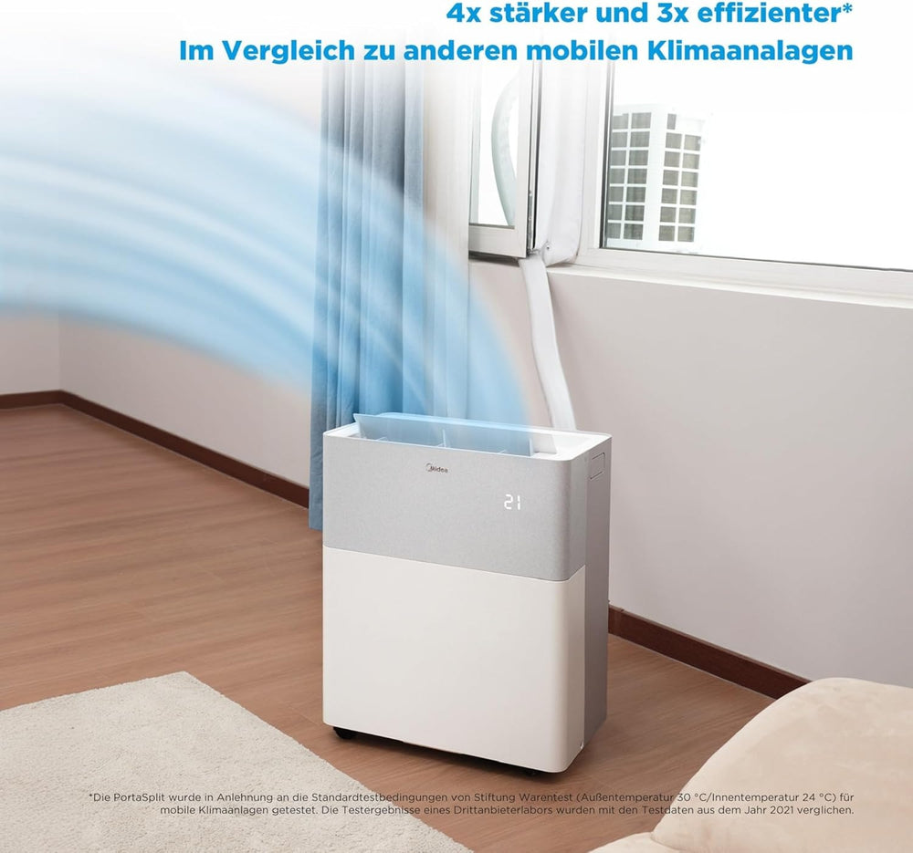 Midea PortaSplit mobile Split-Klimaanlage mit Wärmepumpe, 12000 BTU, 3.5 kW, Weiß