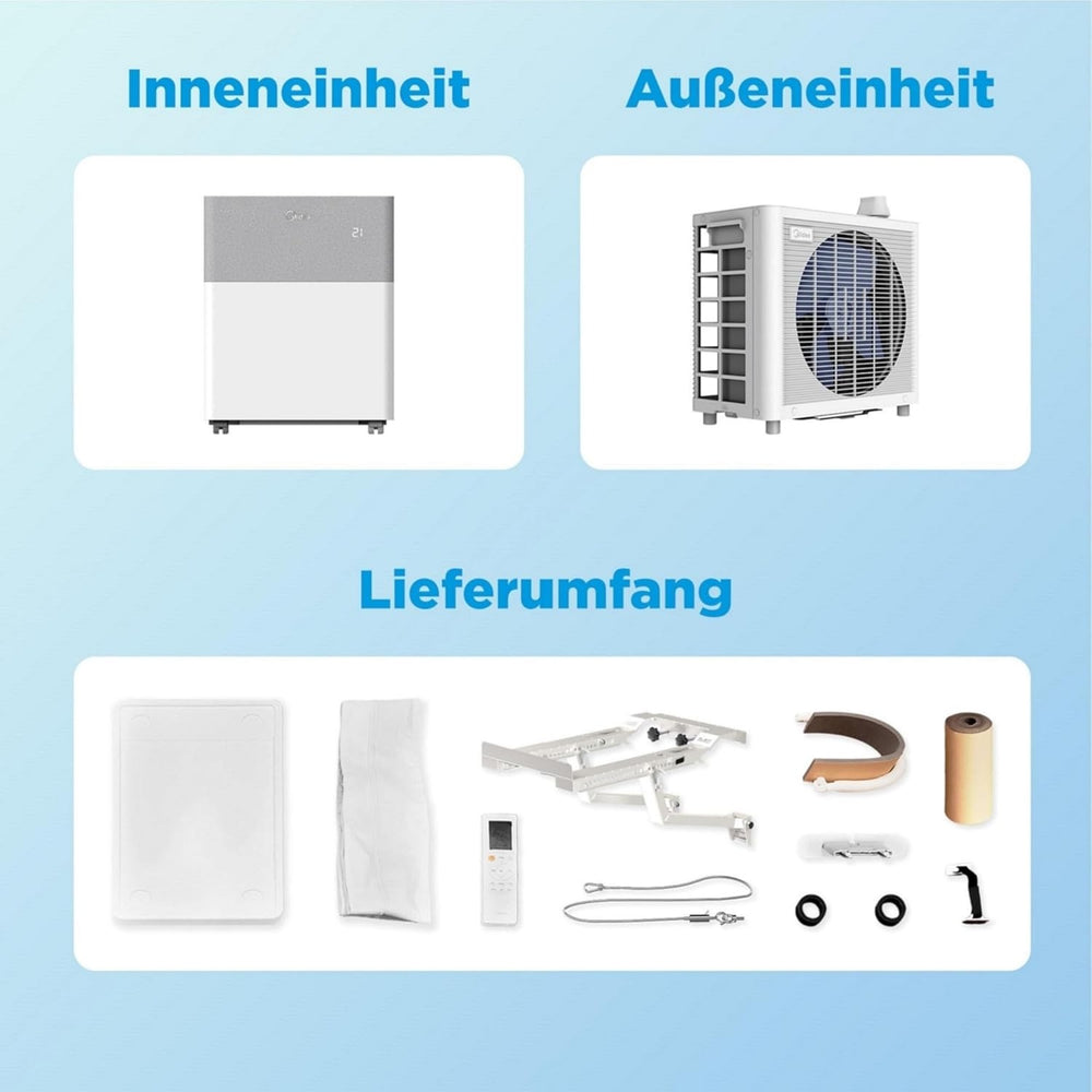 Midea PortaSplit mobile Split-Klimaanlage mit Wärmepumpe, 12000 BTU, 3.5 kW, Weiß