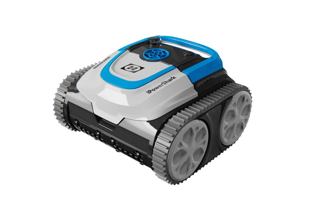 Hayward iPower Shark Poolreinigungsroboter für Schwimmbecken bis 50m², akkubetrieben, grau/blau