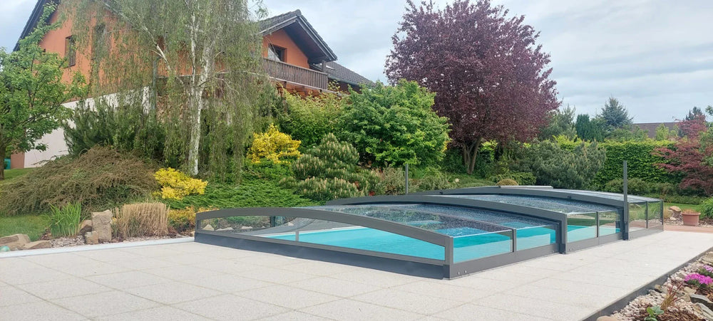 Alukov PARADE Poolüberdachung, einseitige Schiene, Anthrazit Alu